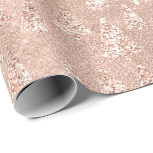 Rose Gold Glitter Christmas Tree Spark Joy New Yea Wrapping Paper