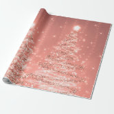 Pink Rose Gold Glitter Christmas Tree Holidays Wrapping Paper