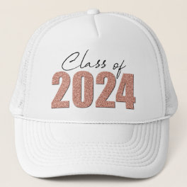 Rose Gold Glitter Class of 2024 Trucker Hat
