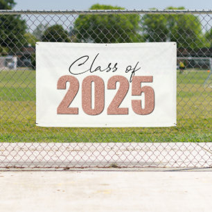 Rose Gold Glitter Class of 2025 Banner
