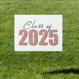 Rose Gold Glitter Class of 2025 Sign
