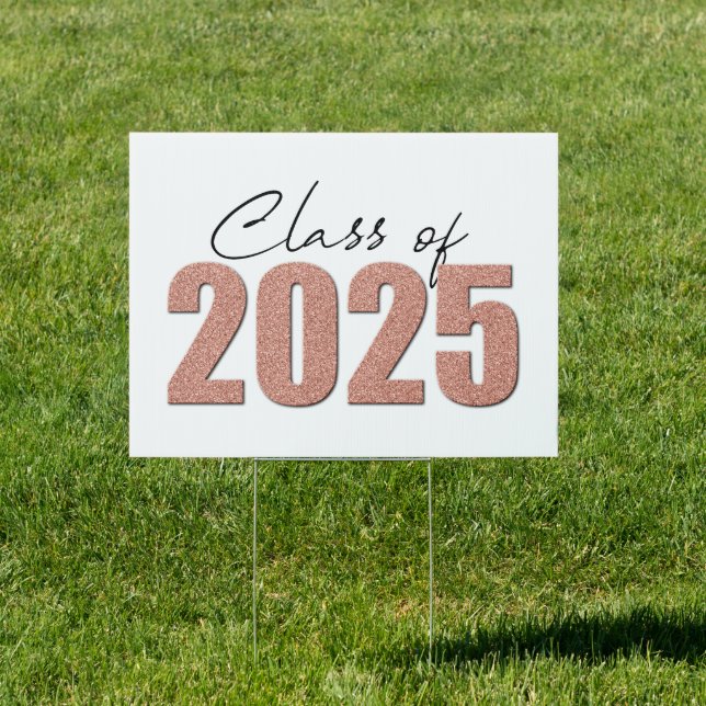 Rose Gold Glitter Class of 2025 Sign (Insitu)