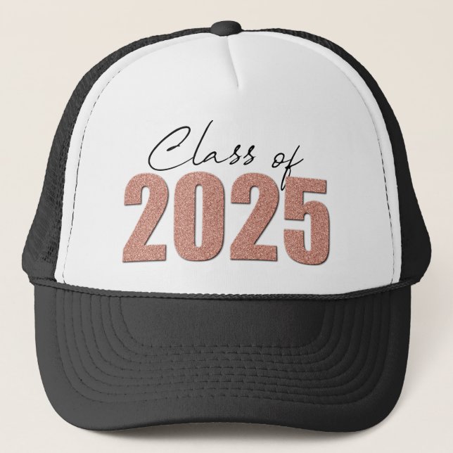 Rose Gold Glitter Class of 2025 Trucker Hat (Front)