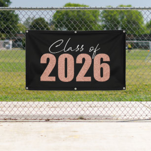 Rose Gold Glitter Class of 2026 Banner
