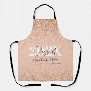 Rose gold glitter class of graduation gift apron