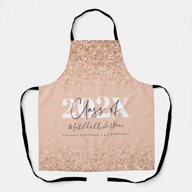 Rose gold glitter class of graduation gift apron (Front)