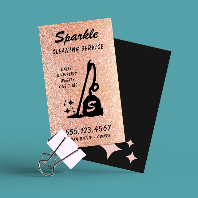 Rose Gold Glitter  Cleaning Service Housekeeper Ca Calling Card (Creator Uploaded)