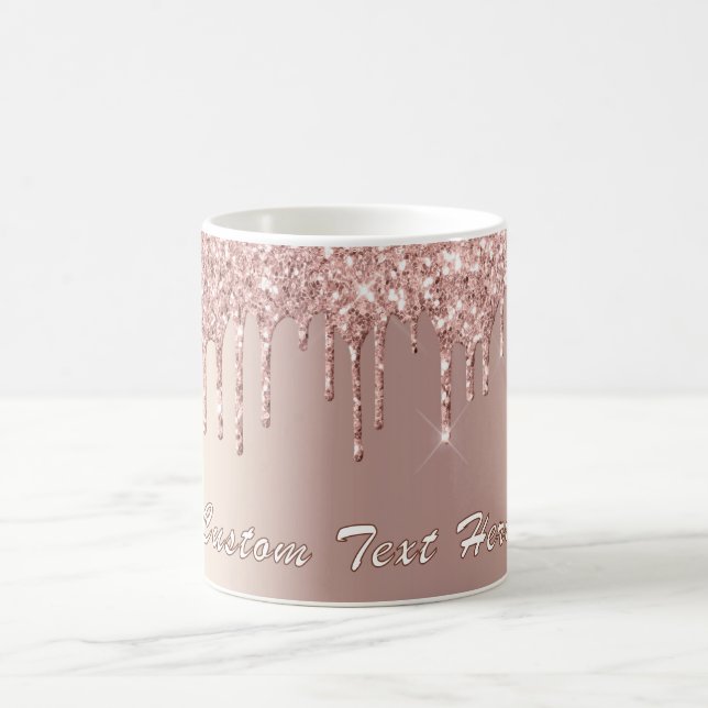 Rose Gold Glitter Coffee Mug Gift with Custom Text (Center)