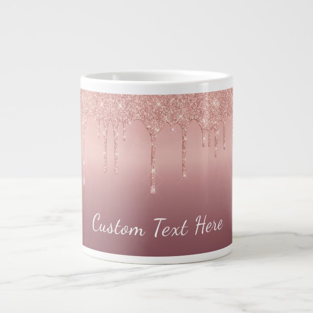 Rose Gold Glitter Coffee Mug Personalized Text (Front)