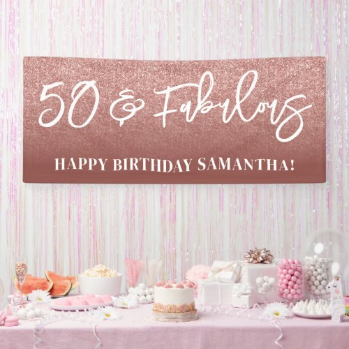 Rose Gold Glitter Color Block 50 and Fabulous Banner