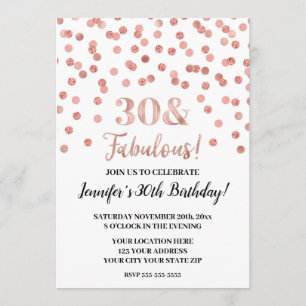 Rose Gold Glitter Confetti 30 and Fabulous Invitation