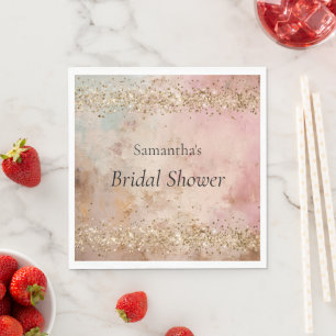 Rose Gold Glitter Confetti Bridal Shower Napkins