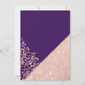 Rose gold glitter confetti chic purple wedding invitation (Back)