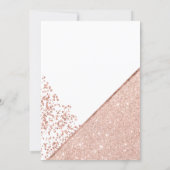 Rose gold glitter confetti chic white wedding invitation (Back)