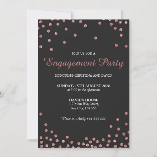 Rose Gold Glitter Confetti Engagement Party Invitation