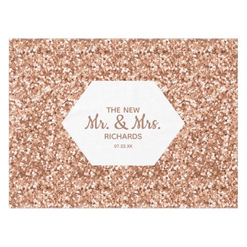Rose Gold Glitter Confetti Glam Wedding Monogram