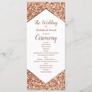 Rose Gold Glitter Confetti Glam Wedding Program