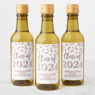 Rose Gold Glitter Confetti Graduation Wine Label