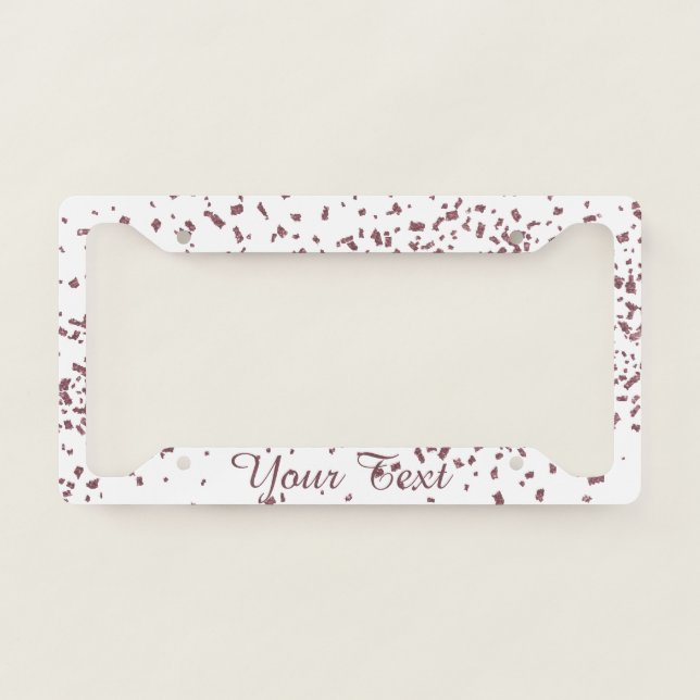 Rose Gold glitter confetti License Plate Frame (Front)