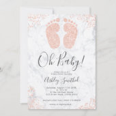 Rose gold glitter confetti marble baby shower invitation (Front)