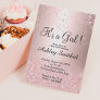 Rose gold glitter confetti ombre girl baby shower invitation