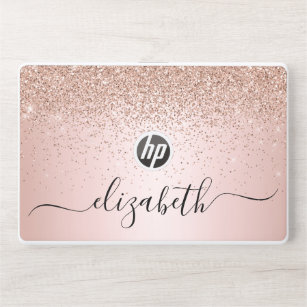 Rose Gold Glitter Confetti Personalized HP Laptop Skin