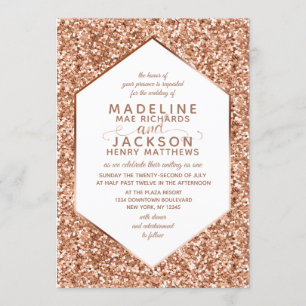 Rose Gold Glitter Confetti Wedding Invitations