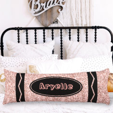 Rose Gold Glitter Crayon Custom Name Body Pillow at Zazzle
