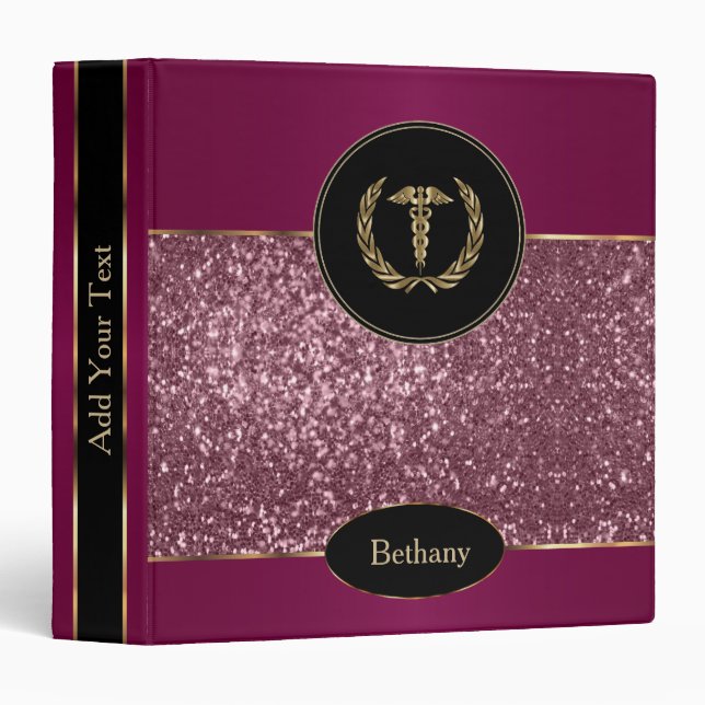 Rose Gold Glitter - Create Your Own 3 Ring Binder (Front/Spine)