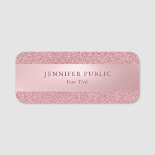 Rose Gold Glitter Creative Modern Template Elegant Name Tag