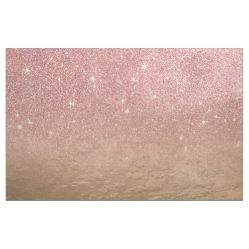 Rose Gold Glitter Crumbled Foil Ombre Gradient Fabric