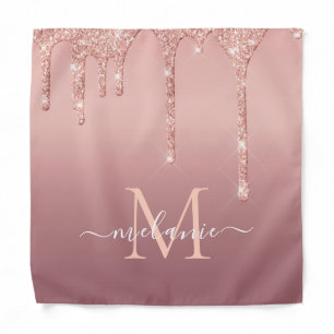 Rose Gold Glitter Custom Letter Name Bandana
