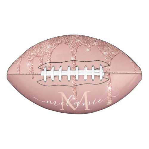 Rose Gold Glitter Custom Letter Name Football Gift