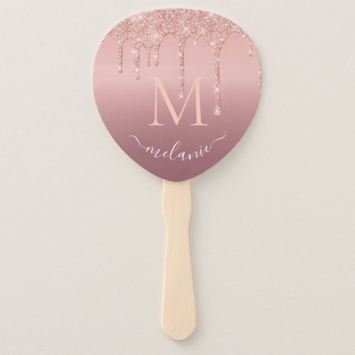 Rose Gold Glitter Custom Letter Name Hand Fan