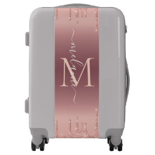 Rose Gold Glitter Custom Letter Name Luggage