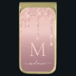 Rose Gold Glitter Custom Letter Name Money Clip<br><div class="desc">Money Clips with Monogram Name Text Rose Gold Blush Glitter Sparkle Personalized Anniversary - Party or Wedding Gifts / Supplies - Add Your Letter / Name - Text or Remove - Make Your Special Money Clip Gift - Resize and move or remove and add text / elements with Customization tool....</div>