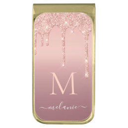 Rose Gold Glitter Custom Letter Name Money Clip