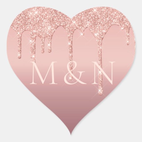 Rose Gold Glitter Custom Letters Wedding Sticker