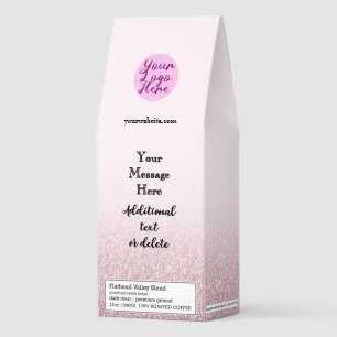 Rose Gold Glitter Custom Logo Message Ground Roasted Coffee