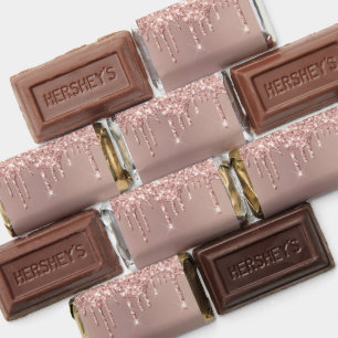 Rose Gold Glitter Custom Name Hershey's Miniatures