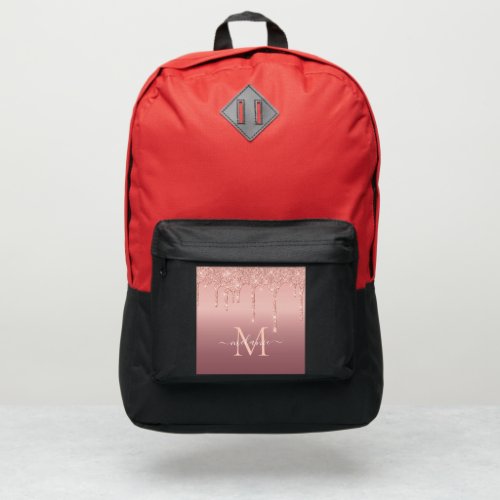 Rose Gold Glitter Custom Name Letter Backpack