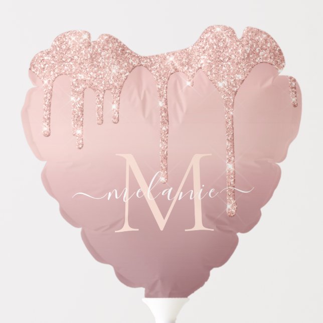Rose Gold Glitter Custom Name Letter Balloon Gift (Front)