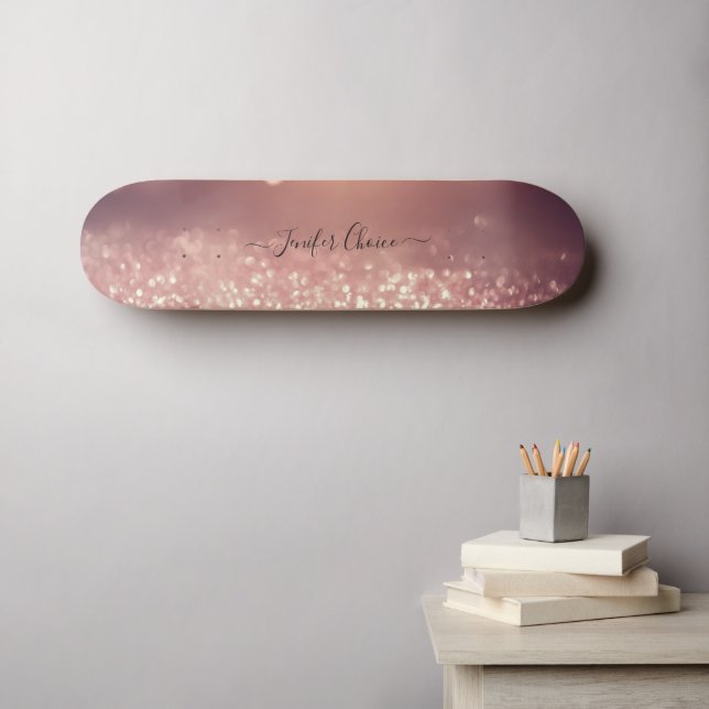 ROSE GOLD Glitter Custom Name  Skateboard (Wall Art (Horz))