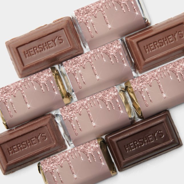 Rose Gold Glitter Custom Name Text Personalized Hershey's Miniatures (Assorted)