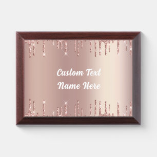 Rose Gold Glitter Custom Text Award Plaque Gift
