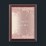 Rose Gold Glitter Custom Text Award Plaque Gift<br><div class="desc">Personalized Custom Text Name Awards Plaque with Rose Gold Blush Glitter Sparkly Drips Modern Design Gift - Add Your Unique Text or Remove Text - Choose Fonts / Size / Color - Make Your Special Award Plaques Gifts - Resize and move or remove and add text / elements with Customization...</div>