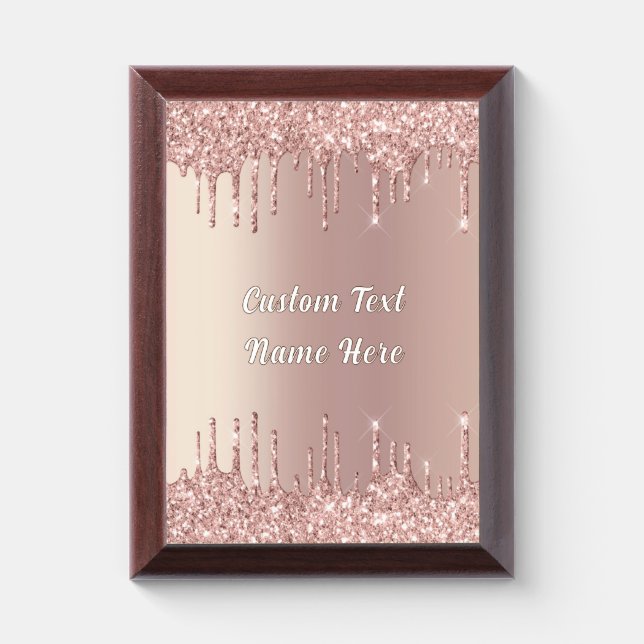 Rose Gold Glitter Custom Text Award Plaque Gift (Vertical)