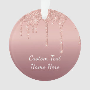 Rose Gold Glitter Custom Text Christmas Ornament