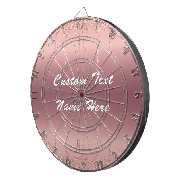 Rose Gold Glitter Custom Text Dart Board Your Gift (Front Right)