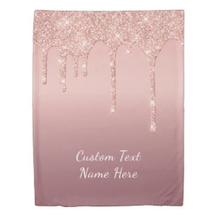Rose Gold Glitter Custom Text Duvet Cover